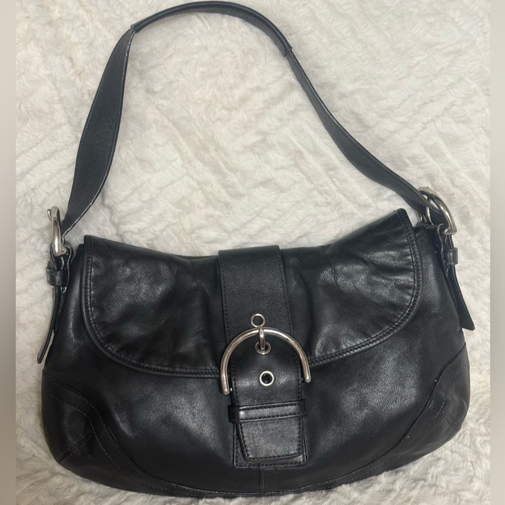 👜 Coach Vintage Soho Y2K Black Leather Shoulder Bag Women's Casual